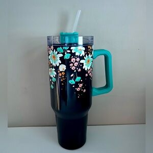 NEW!! Portable 40 OZ Stainless Steel Double Wall Tumbler With Handle- (NWT)